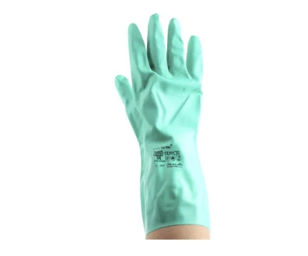 Ansell Sol-Vex Green Nitrile Chemical Resistant Work Gloves, Size 9, Large, Nitrile Coating